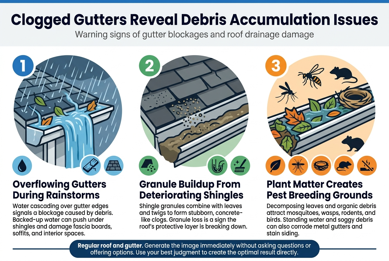 Clogged Gutters Reveal Debris Accumulation Issues